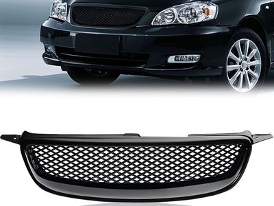 2003-2018 Toyota Corolla CE LE S XRS Hood Mesh Grille ABS Plastic Glossy Black