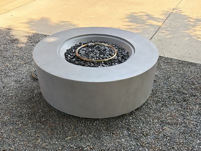 Modern Round Outdoor Gas Fire Pit Bowl with Lava Rock