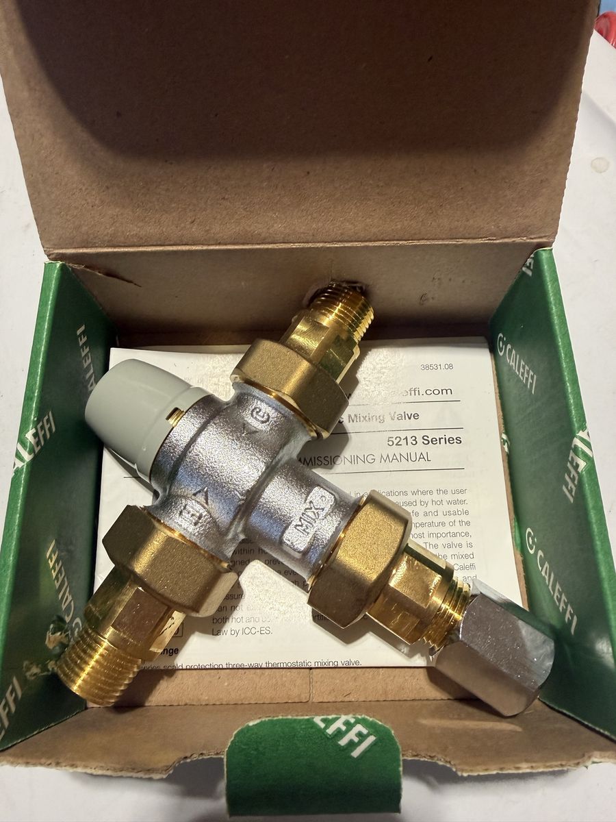 Mixing Valve - Caleffi 521342A 1/2” Thermostatic Mixing Valve, TMV, ASSE 1070, New