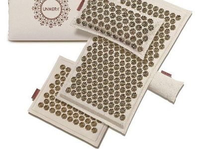 UNMERA Acupressure Mat and Pillow Set - Natural Premium Linen, 5-Piece XL Set