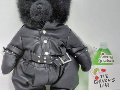 RARE 1997 Merrill Osmond Black Biker Teddy Bear