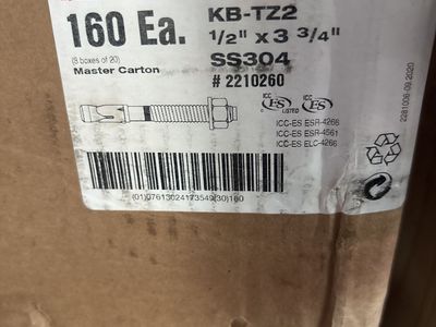 1/2” x 3 1/2” concrete anchors