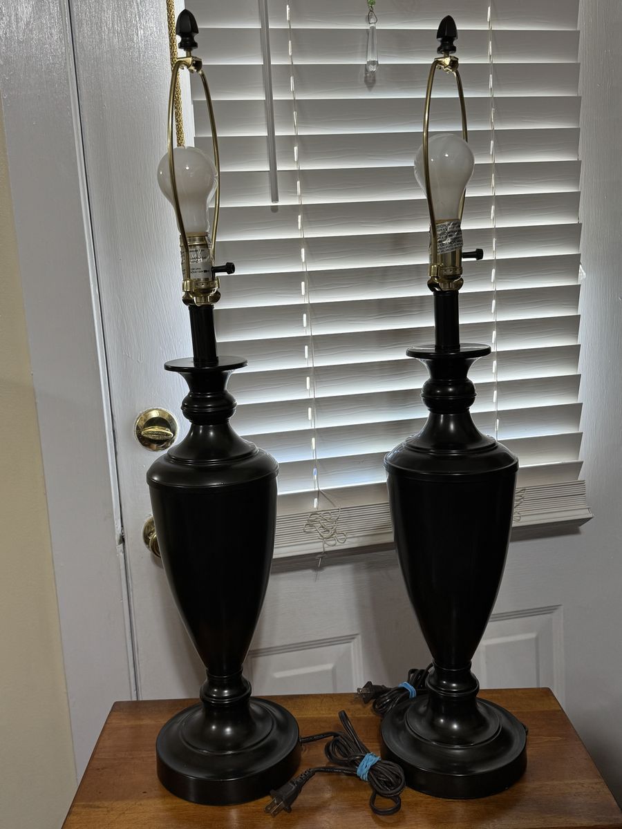 Pair of Black Ceramic Lamps