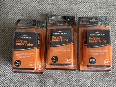 Kingman 24" Bicycle Inner Tubes (3-Pack) - 41mm/1.6" Diameter for Smooth Ride