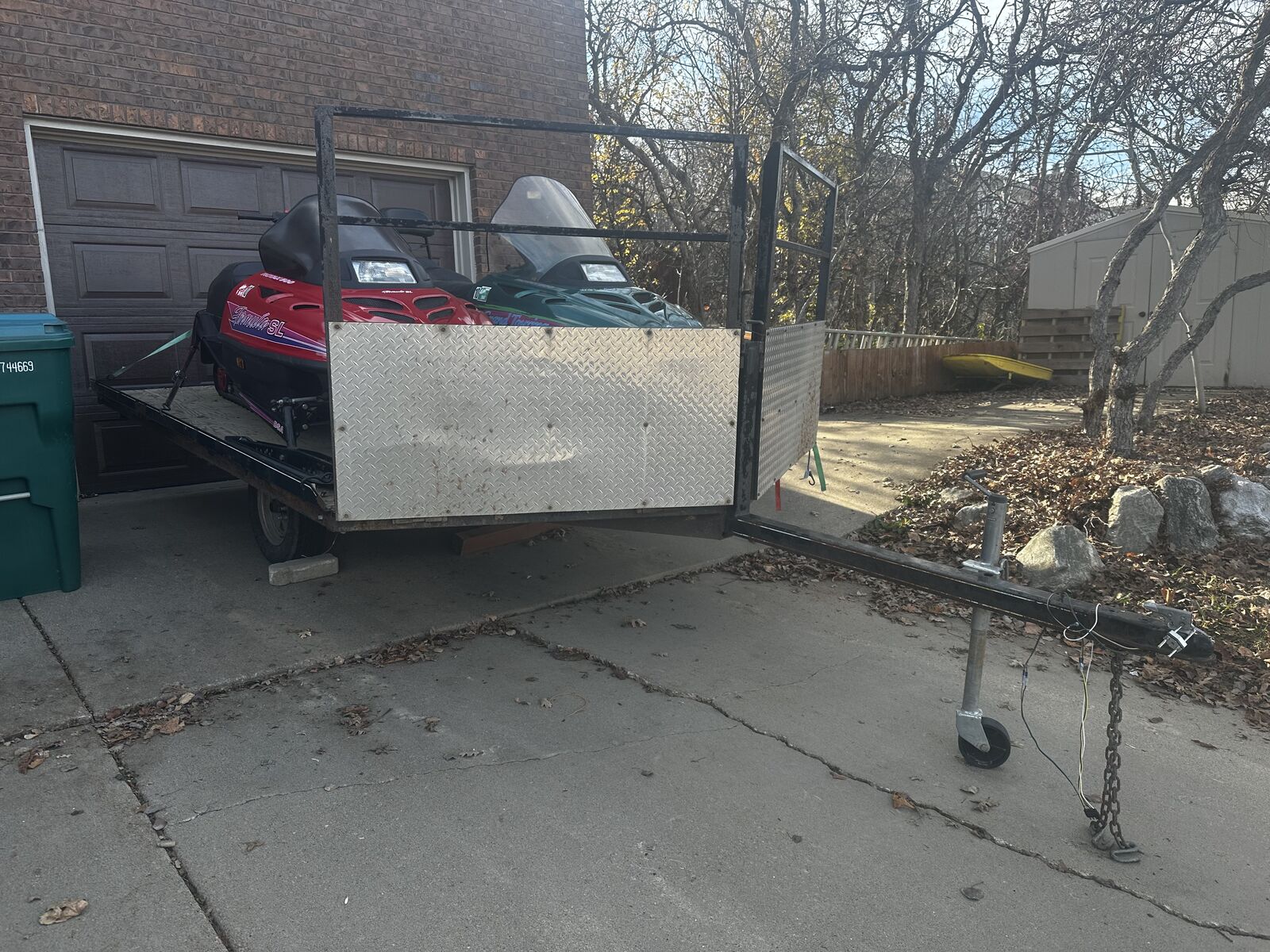 Snowmobile with trailer