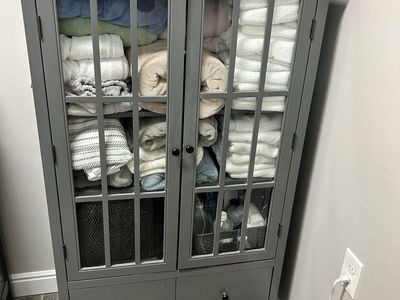 Tall gray cabinet