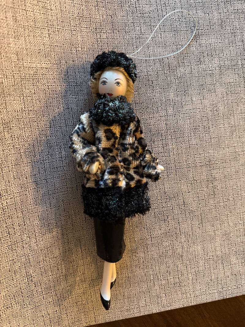 Christmas Ornament Fancy Lady in Leopard Fur