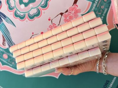 New Mahjong Game Set with Complete with Neoprene Mat, Engraved Tiles, Racks w/pushers, and Accessories