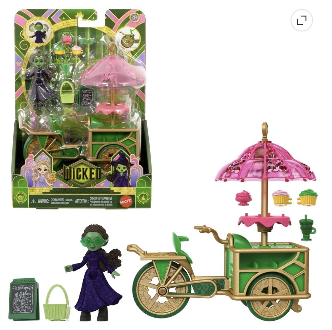 Mattel Wicked Emerald City Dessert Cart Set with Elphaba Small Doll
