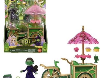 Mattel Wicked Emerald City Dessert Cart Set with Elphaba Small Doll