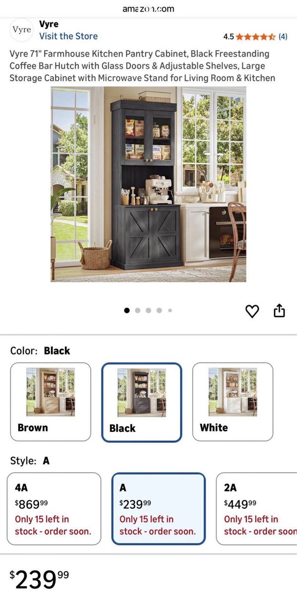 Farmhouse style kitchen pantry cabinet.