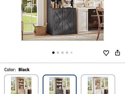 Farmhouse style kitchen pantry cabinet.