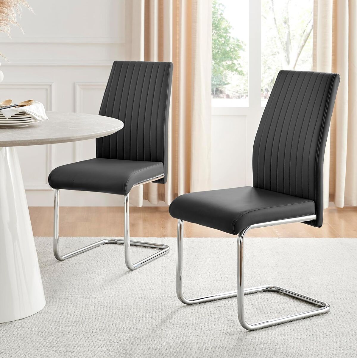 Furniturebox UK Black Dining Chairs Set of 2 - Lorenzo Chairs