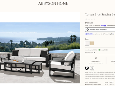 Abbyson home Table and chairs 6 piece outdoor set - Sunbrella