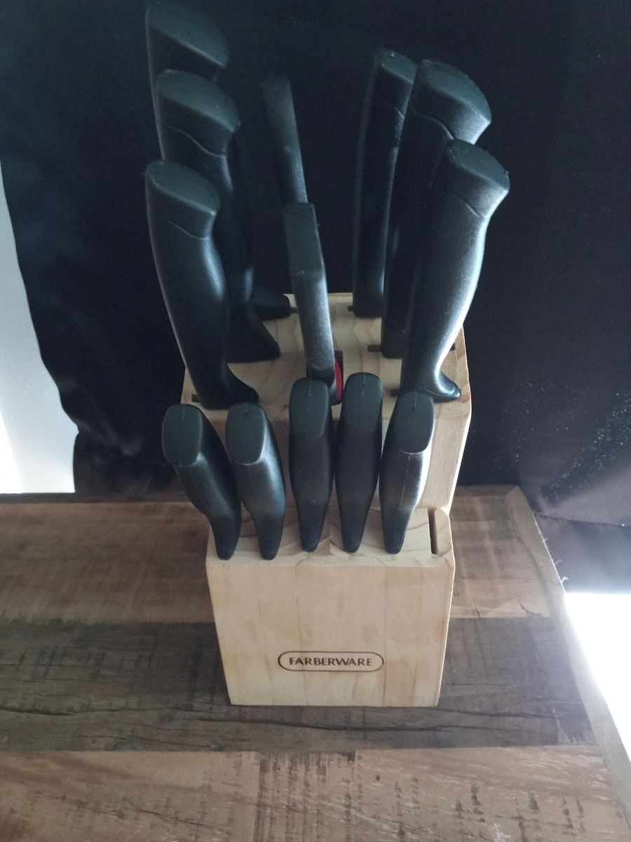 Faberware knife cutlery block set kitchen knifes and wood block
