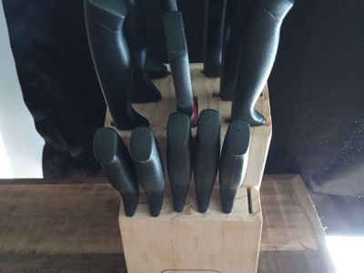 Faberware knife cutlery block set kitchen knifes and wood block