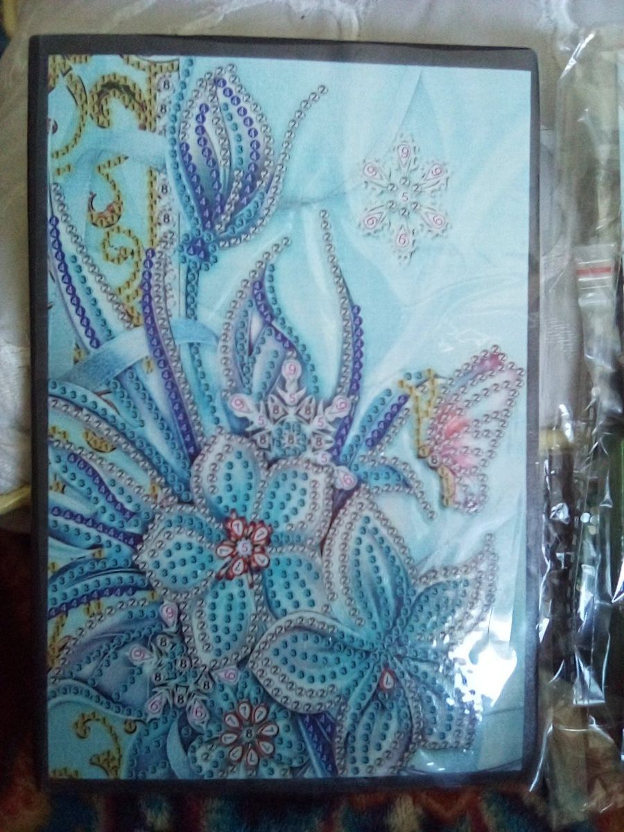 New Diamond Art Notebook Kit - "Floral Butterfly" 21x15 cm- Unfinished Floral Design
