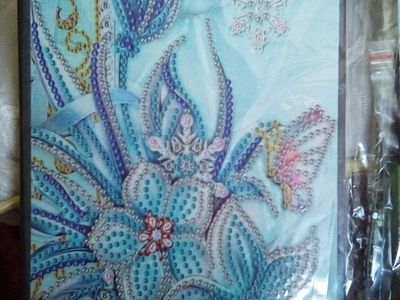 New Diamond Art Notebook Kit - "Floral Butterfly" 21x15 cm- Unfinished Floral Design