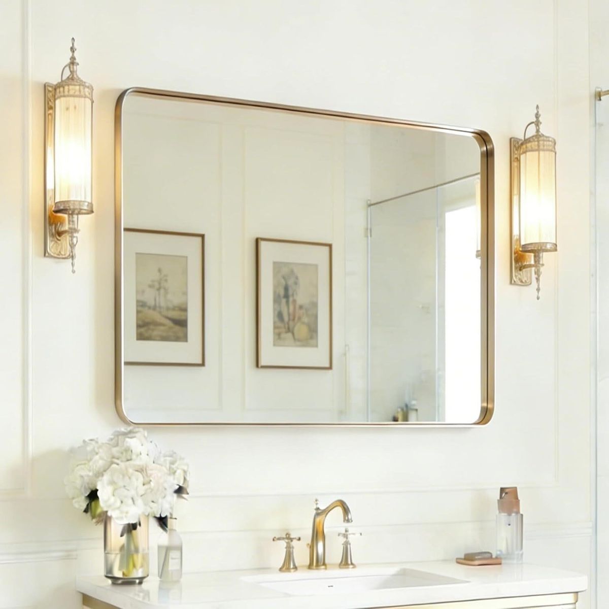 USHOWER Aluminum Gold Mirror 30x40in