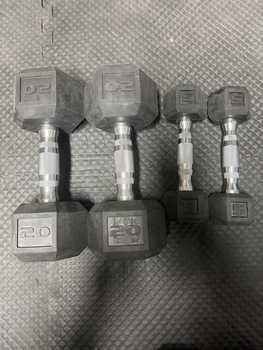 Rubber Hex Dumbbells 5lb 20lb Set Pair