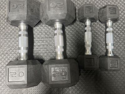 Rubber Hex Dumbbells 5lb 20lb Set Pair