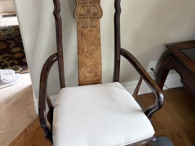 Set of 8 Universal Furniture Burled Walnut Asian Chinoiserie Style Dining Chair $500 cash/venmo