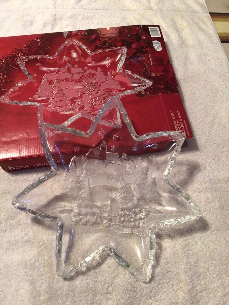 Glass Christmas Serving Platter