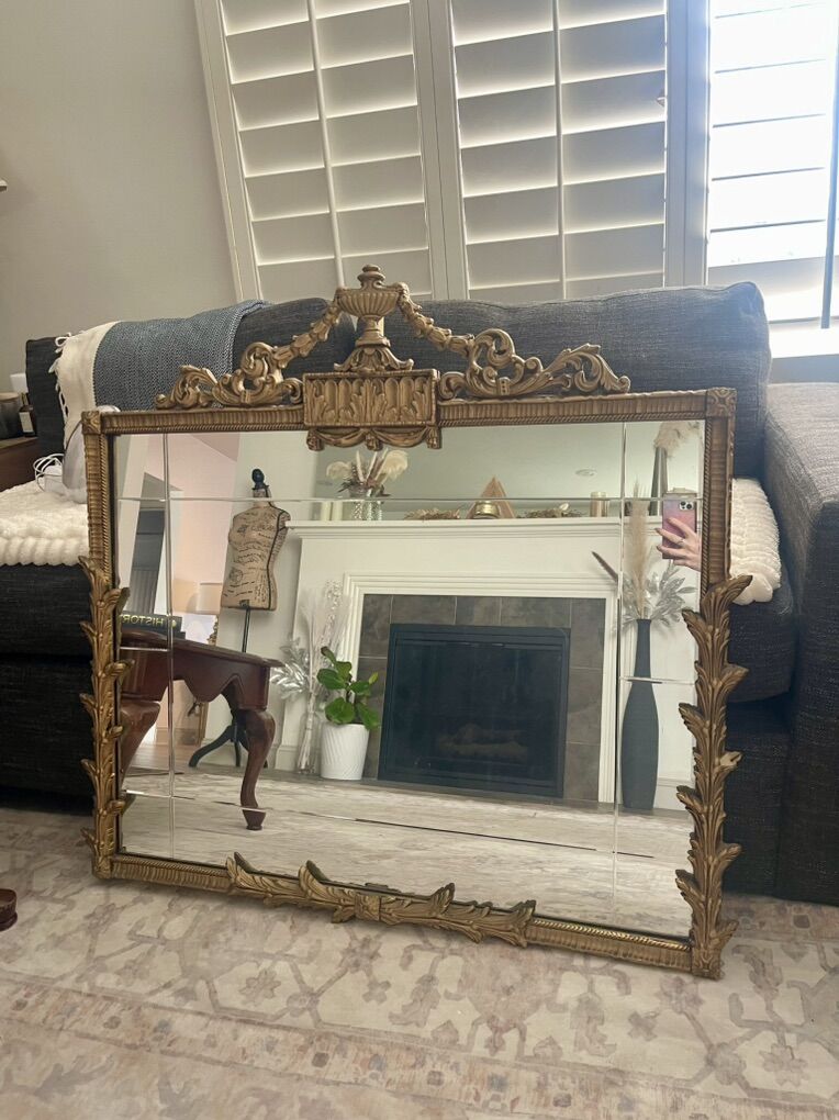 Large Ornate Vintage Gold Mirror - 36 x 28