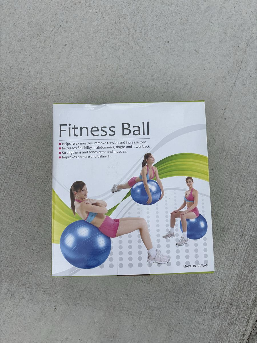 Blue Inflatable Fitness Exercise Stability Ball in Original Box