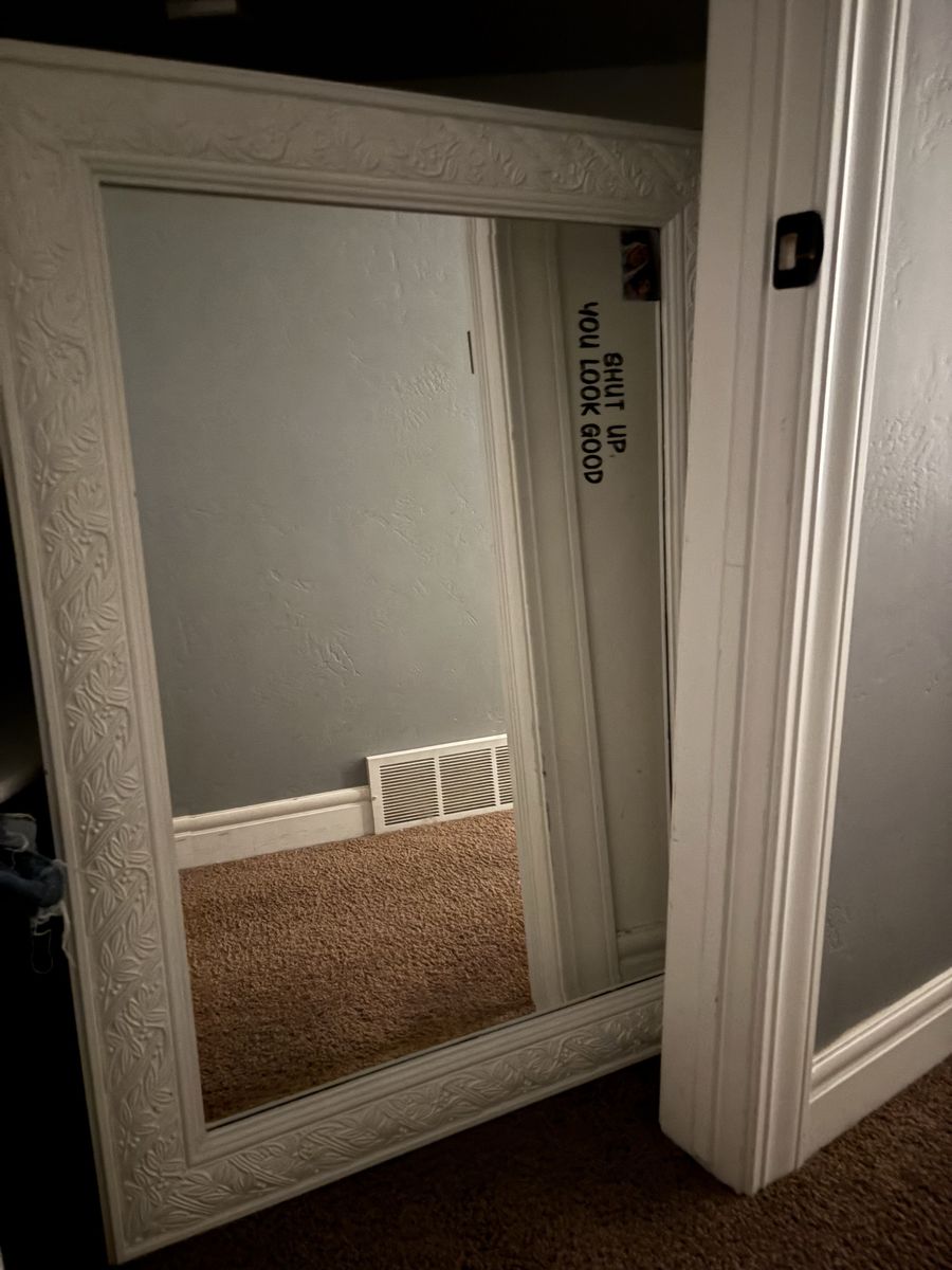 Large White Carved Floral Frame Wall Mirror