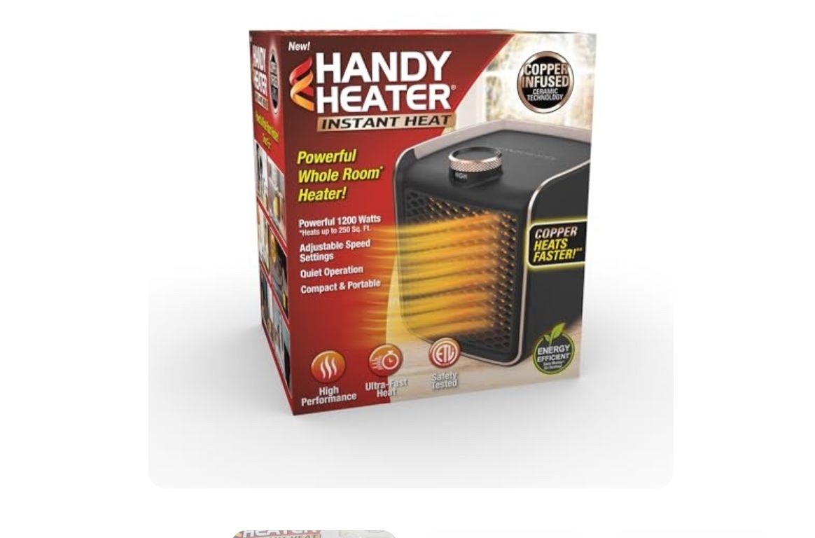 Handy Heater Instant Heat 1200W Portable Electric Personal Space Heater - Copper Infused