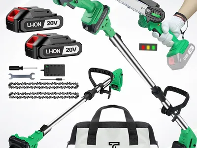 Cordless 6" Pole Saw Mini Chainsaw 2-in-1 Tree Trimming Extension Rod