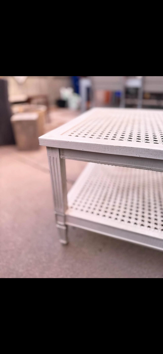 VINTAGE CANE FRENCH STYLE SIDE TABLE