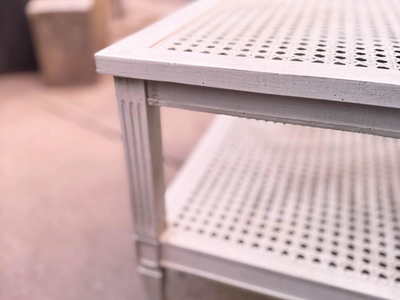 VINTAGE CANE FRENCH STYLE SIDE TABLE