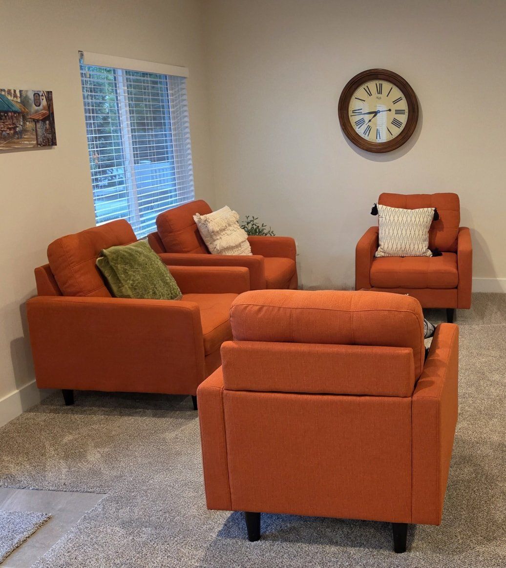 Set of 4 Rust Upholstered Armchairs/Accent Chairs