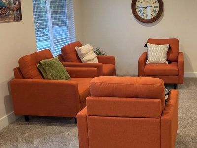 Set of 4 Rust Upholstered Armchairs/Accent Chairs