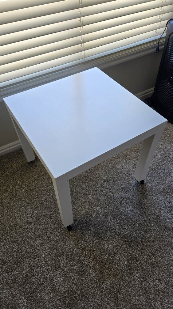 ikea White Square End Table / Side Table with Casters - Modern & Versatile Accent Furniture