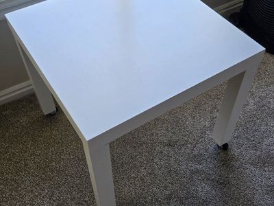 ikea White Square End Table / Side Table with Casters - Modern & Versatile Accent Furniture