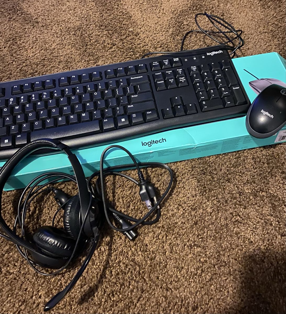 Logitech MK120 Keyboard, Mouse & H111 Headset Bundle - Wired USB, Black