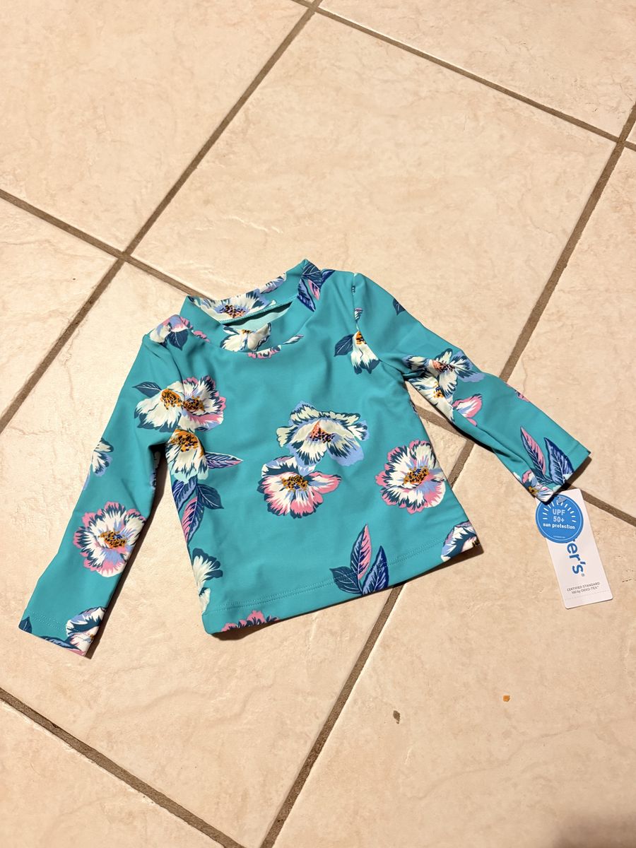 Carter's Baby Girl Floral Long Sleeve Rash Guard Swim Top 9M New with Tags