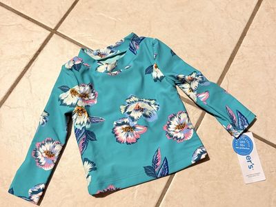 Carter's Baby Girl Floral Long Sleeve Rash Guard Swim Top 9M New with Tags