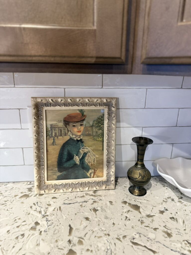 Vintage Parisian Lady Framed Art – Ornate Frame