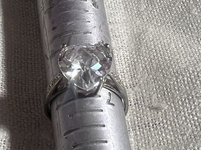 Sterling Silver Heart-Shaped Cubic Zirconia Engagement Ring Size 7.5