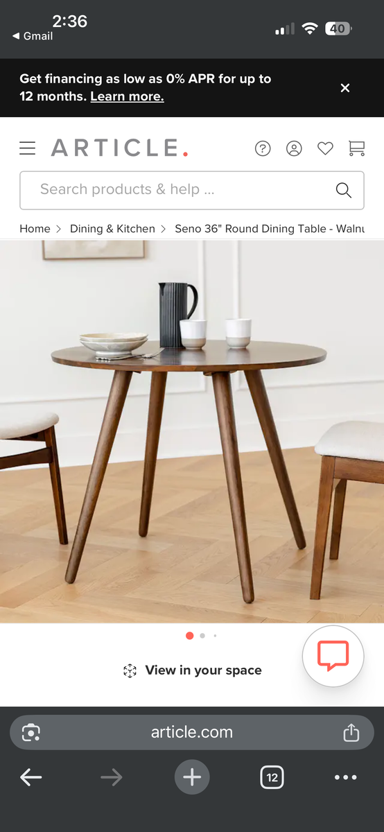 Article furniture brand dining set