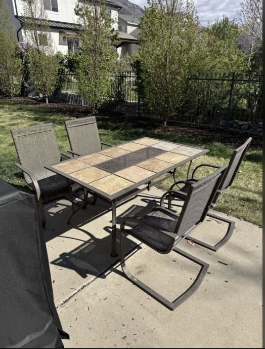 FREE DELIVERY - Sturdy Aluminum Patio Table w/ Removable Tiles Top (TABLE ONLY)