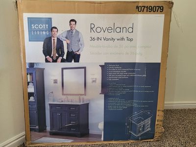 allen + roth Roveland 36-in Bathroom Vanity with Carrara Marble Top — Brand New/Unused, Dark Gray