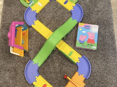 Peppa Pig My First Tracks Building Set & Play House Toy w/ Peppa's Busy Book