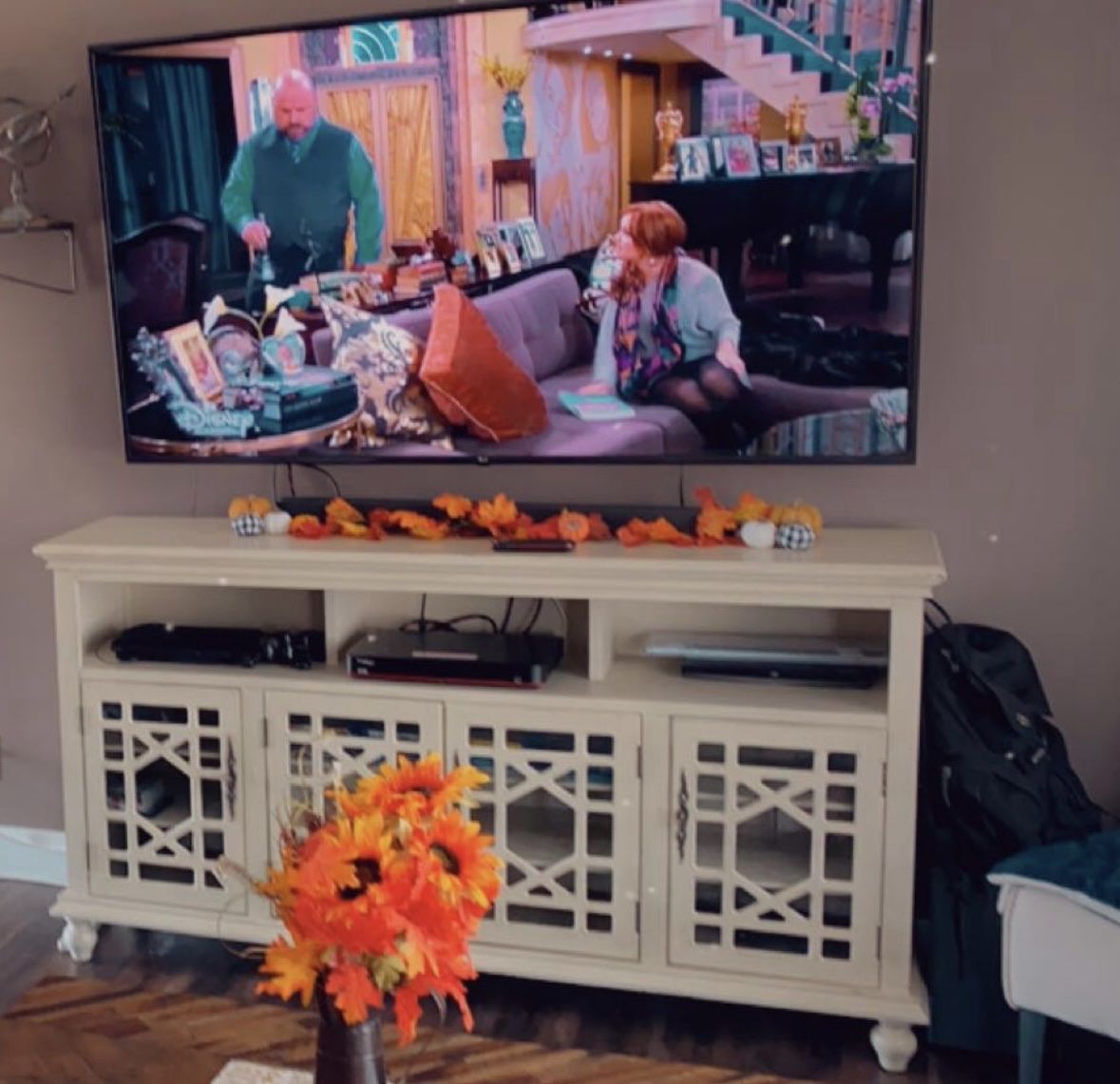72” Buttermilk Entertainment Center Media Console w/ Storage Cabinets