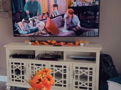 72” Buttermilk Entertainment Center Media Console w/ Storage Cabinets