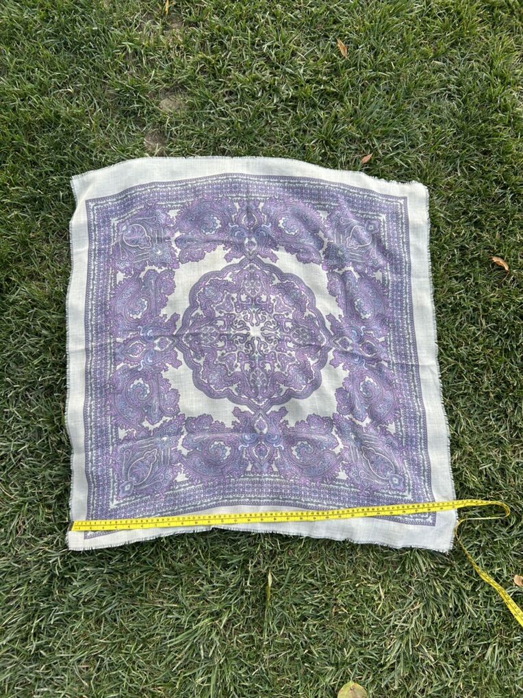 Lavender white Scarf Square Made In Italy 30